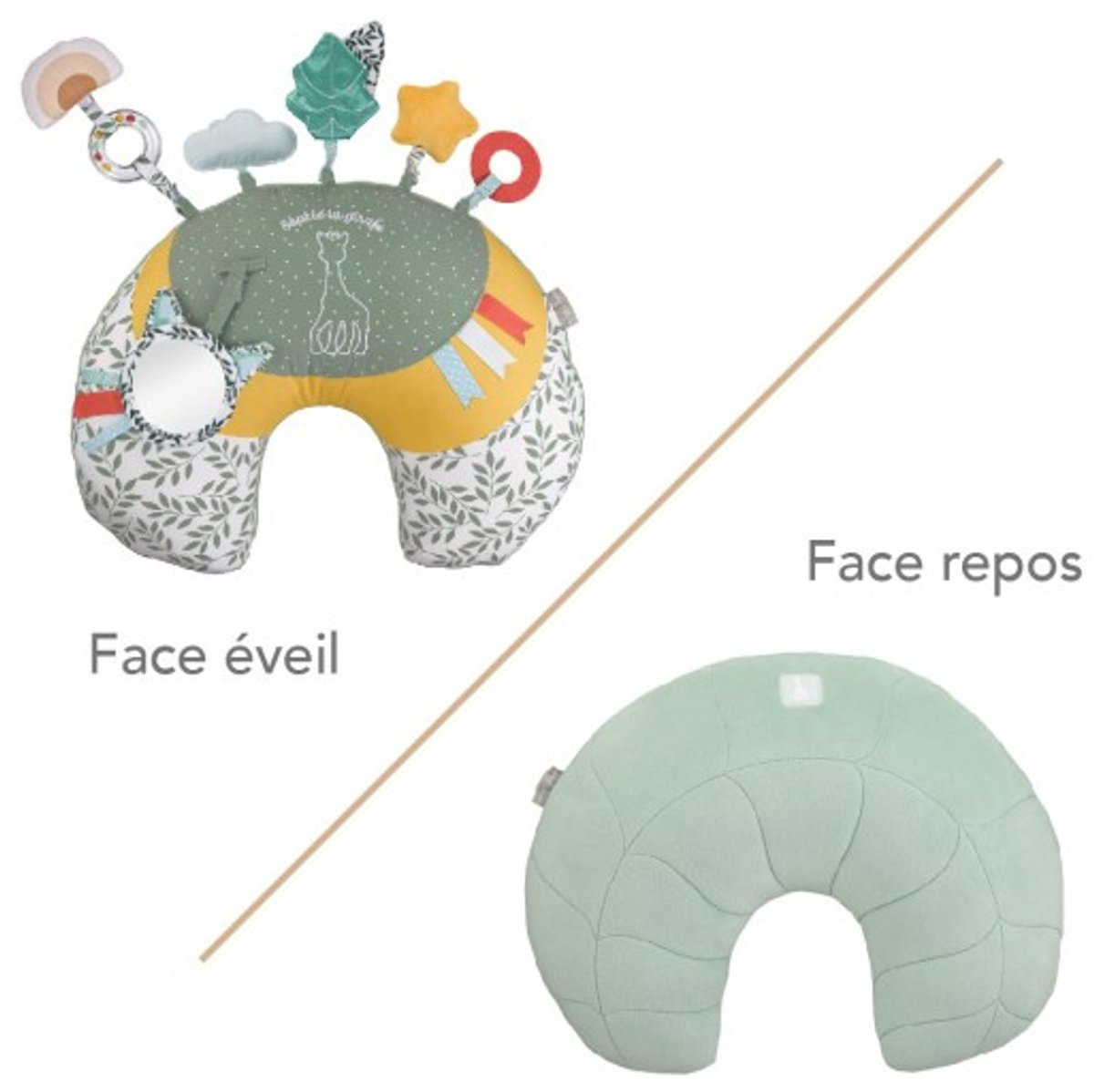 Sophie de giraf Cosy Play Speelkussen - Tummy time - Activiteitenkussen - Baby speelgoed - Kraamcadeau - Babyshower cadeau - Vanaf 0 maanden - 45 x 13 x 35 cm - Groen/Geel/Wit — afbeelding 22