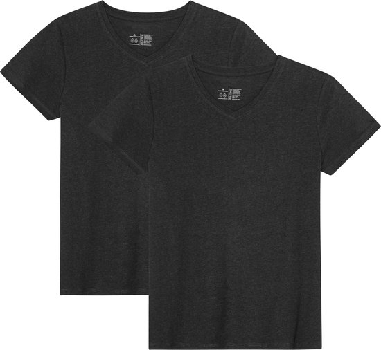 DANISH ENDURANCE T-Shirt - V-Hals - Dames - Zwart - 2-pack - Maat L