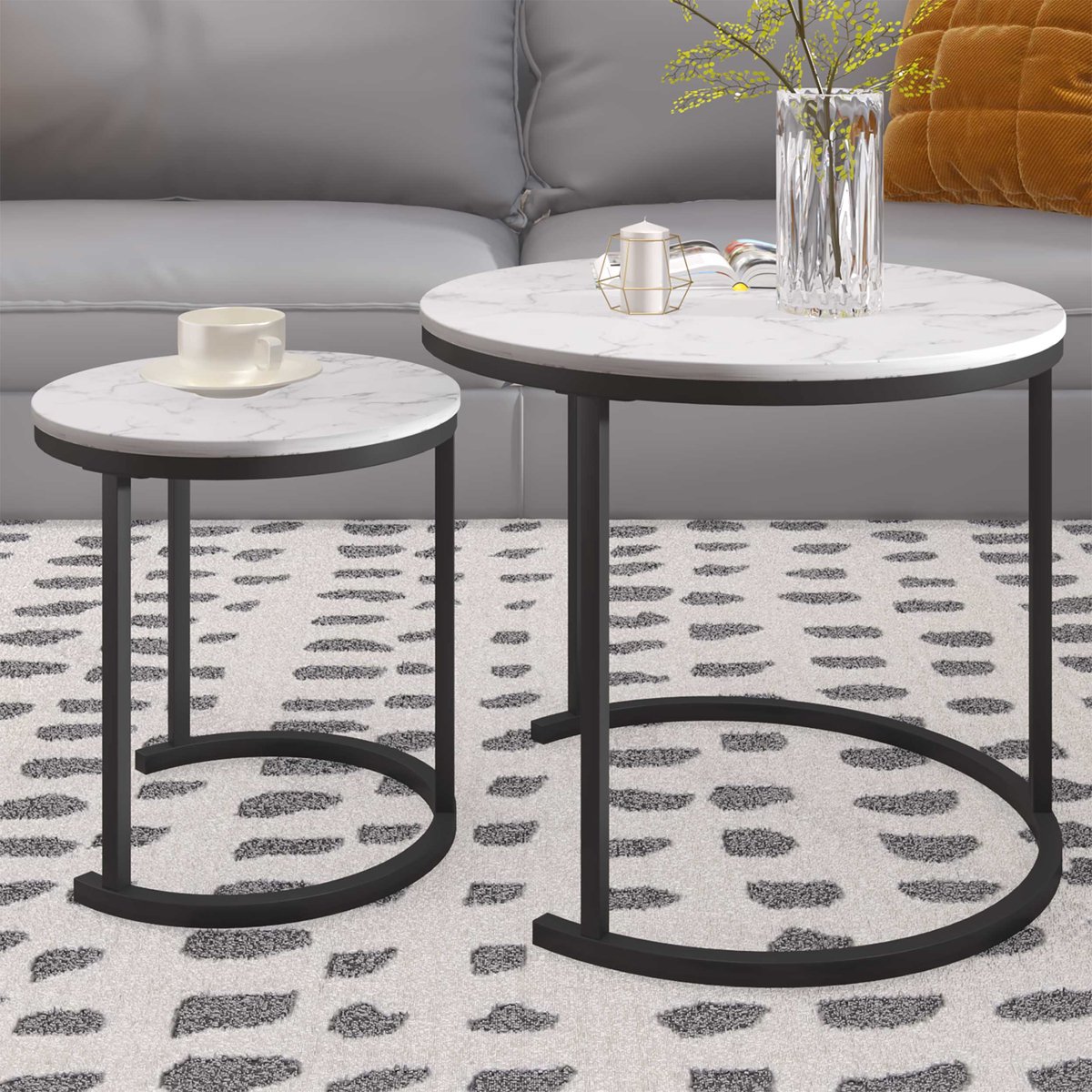 Salontafelset Lolita - Ø60x51 En Ø40x42cm - Marmer