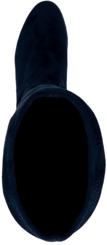 Donkerblauwe stretch laars, van bovenaf gezien.