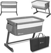 Lionelo Theo 2 in 1 - Co Sleeper & Baby Bed – Vanaf Geboorte tot 6 maanden / 9 kg – In Hoogte Verstelbaar – Comfortabel Matras – Anti-Reflux Kantelbaar – Ademend Mesh – Organizer & Muskietennet – Wielen – Opvouwbaar + Opbergzak – Campingbedje Babybed