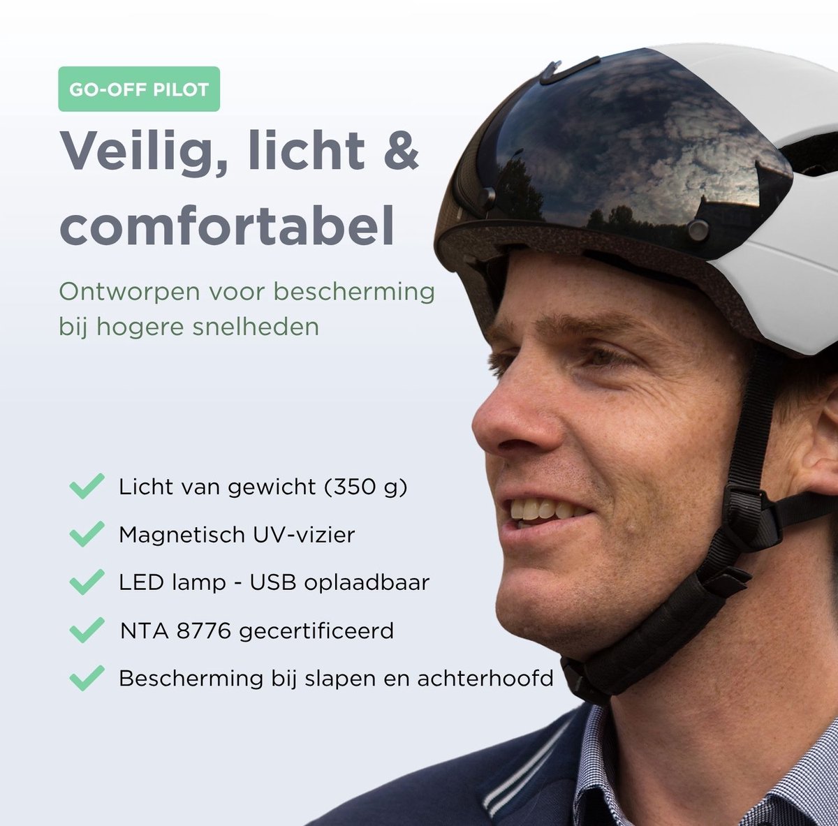 GOOFF Pilot - LED Snorfiets Helm thumbnail 2