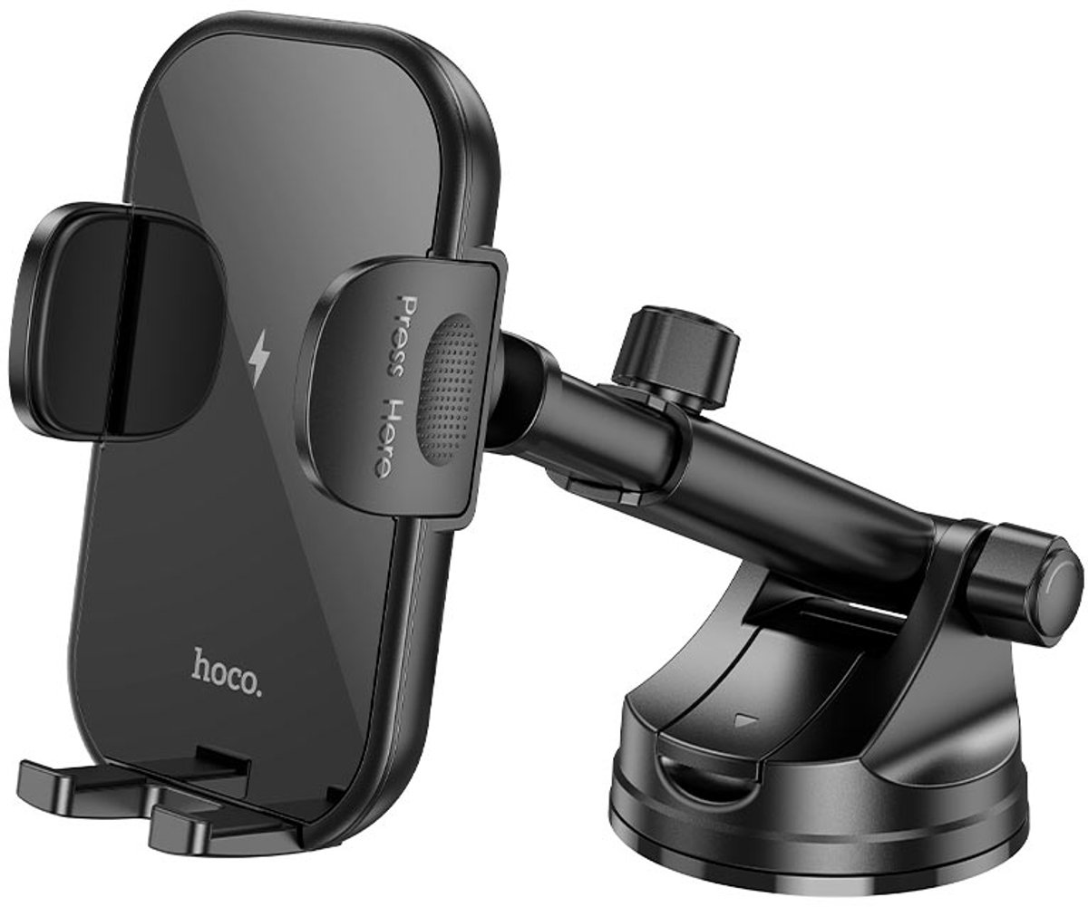 Hoco Telefoonhouder Auto met Draadloze Snellader - Snel Laden 15W - Handsfree Navigatie - Dashboard Montage - Universeel Compatibiliteit