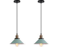 2 Stuks Hanglamp Modern Kroonluchter Industriële E27 Plafondlamp voor Keuken Slaapkamer Woonkamer Groen