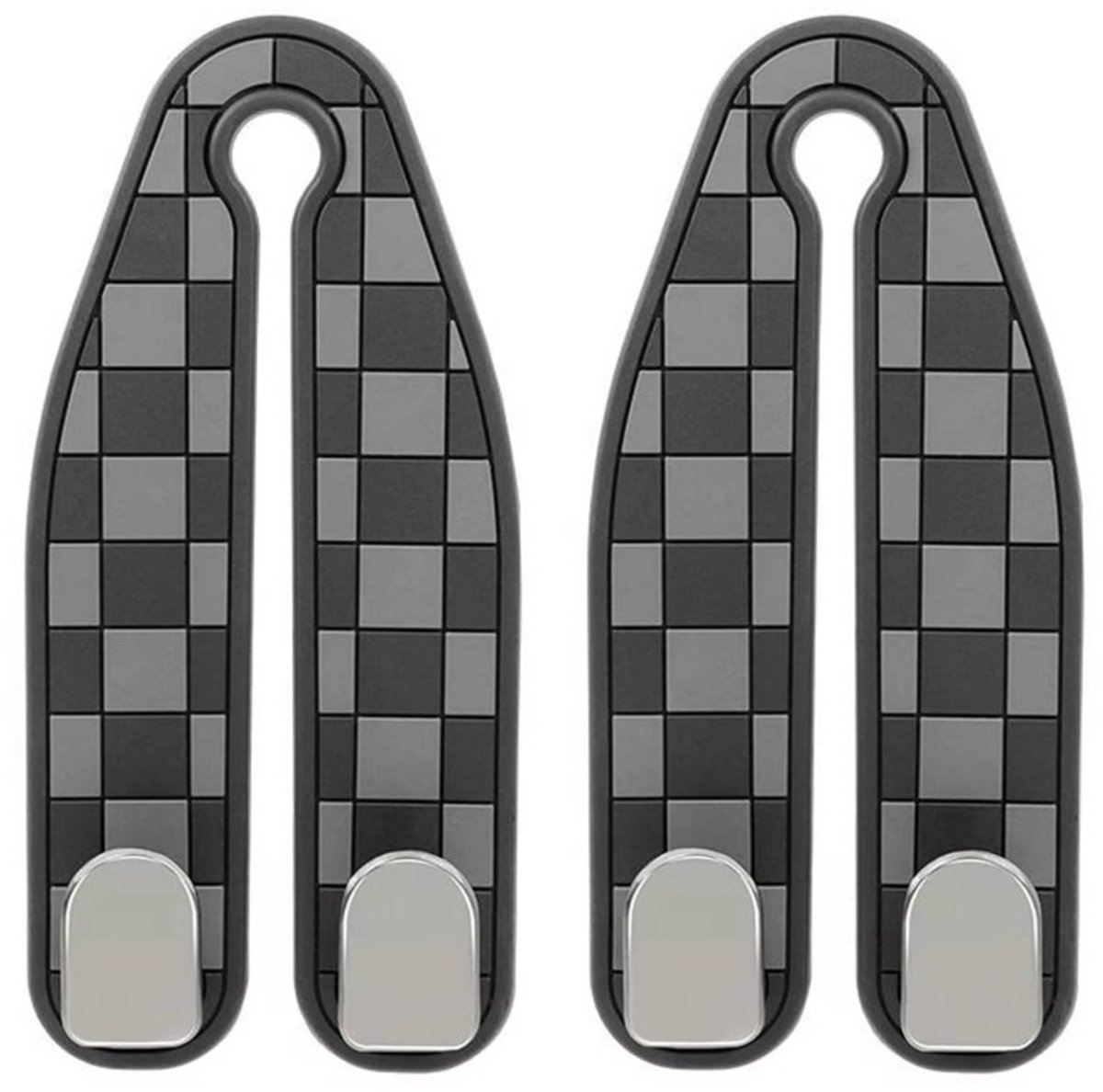 Image of 2 Pack - Auto Hoofdsteun Haakjes – Sterke Autostoel Hangers & Organizer Haken - Split Grijs