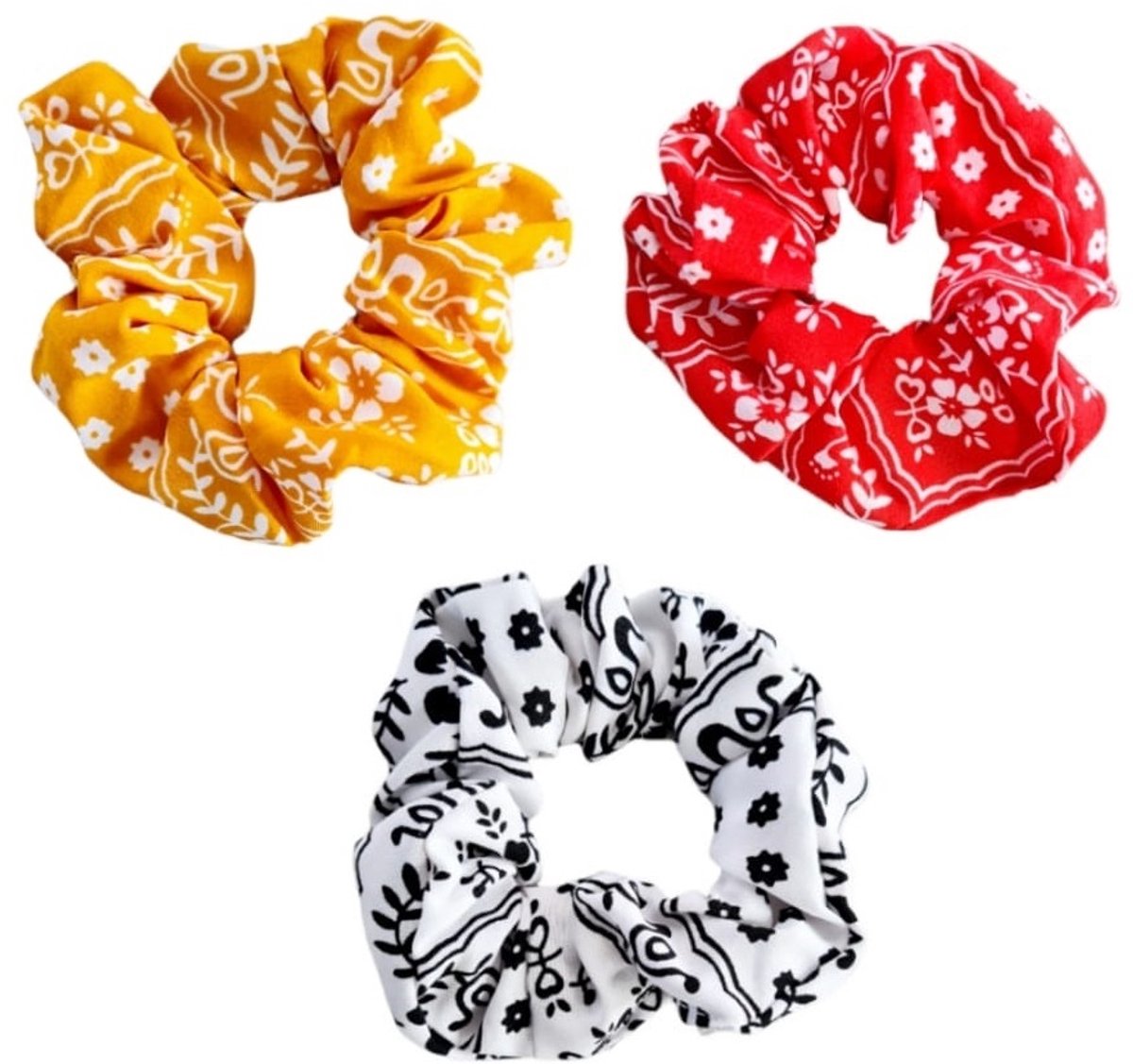 Haar accessoire Scrunchie Paisley- Scrunchy 3 stuks- Gebloemd haarelastiekje vrouwen |Dames|Meisjes