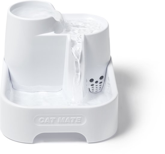 Cat Mate Drinkfontein 335E - met 3 Niveaus - voor Katten en Kleine Honden - 2 liter - wit