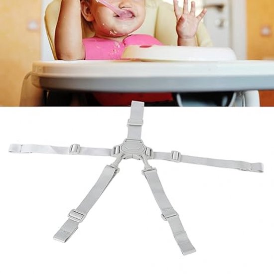 Veiligheidstuigje kinderstoel- 5 Punts Harnass- tuigje kinderstoel universeel- harnas kinderstoel-tuigjes kinderstoel -Tuigje kinderstoel- Kinderstoel Tuigje-Verstelbaar Baby Gordel Harness- Grijs van Merkloos — afbeelding 4