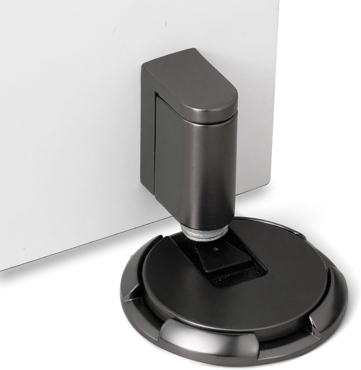 Winddichte deurstopper voor binnen, zware vloer, mechanische deurstopper voor openhouden, zonder boren, met schroeven en 3M-lijm, verpakking van 4, grijs