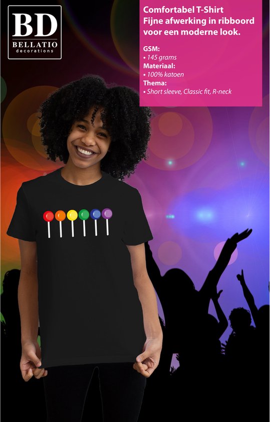 T-shirt Bellatio Decorations Gay Pride pour femme - fierté - noir - sucettes - LGBT L