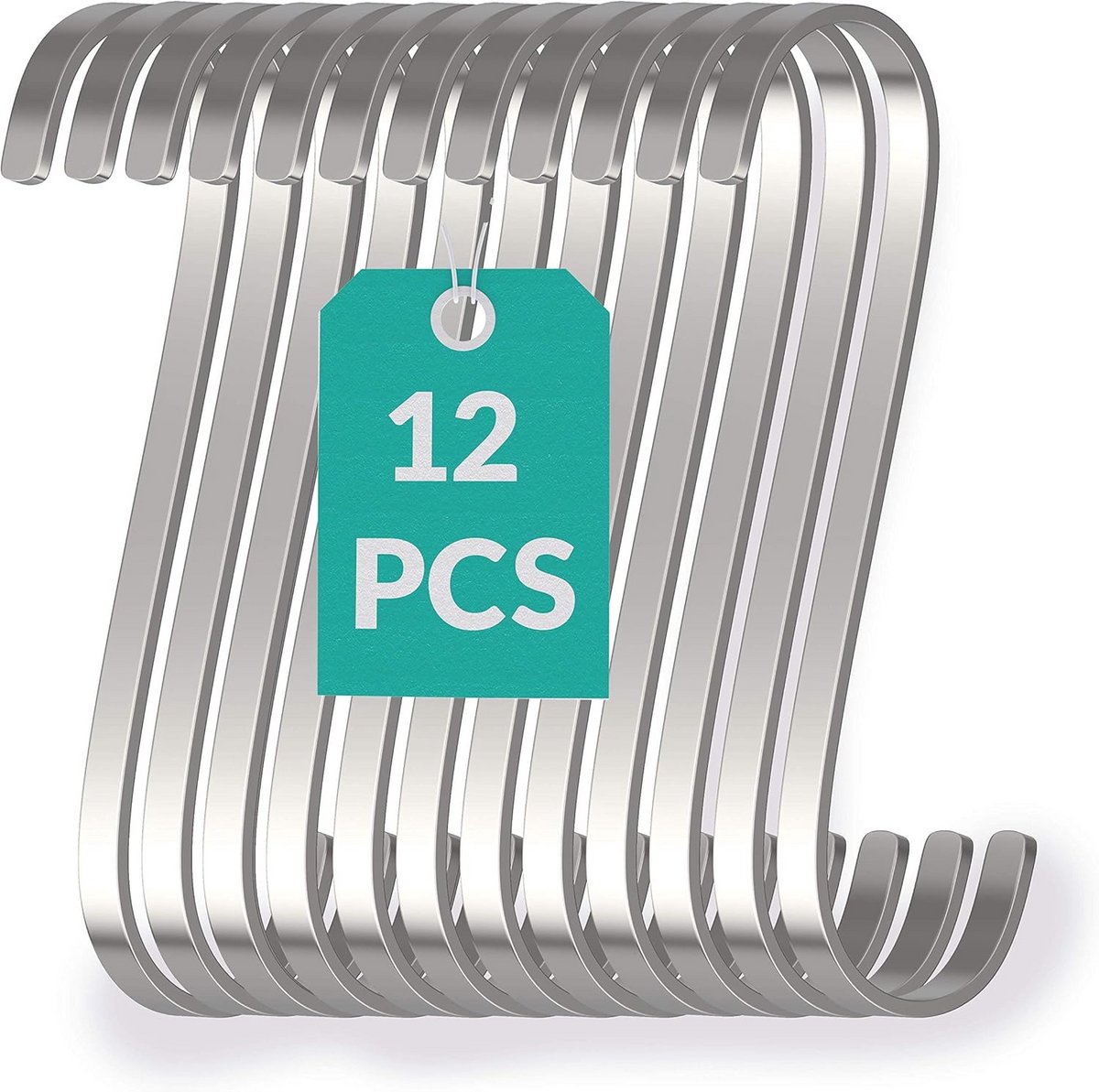 Kleine roestvrijstalen S-haken 8 cm - 12 stuks - tot 25 kg belastbaar