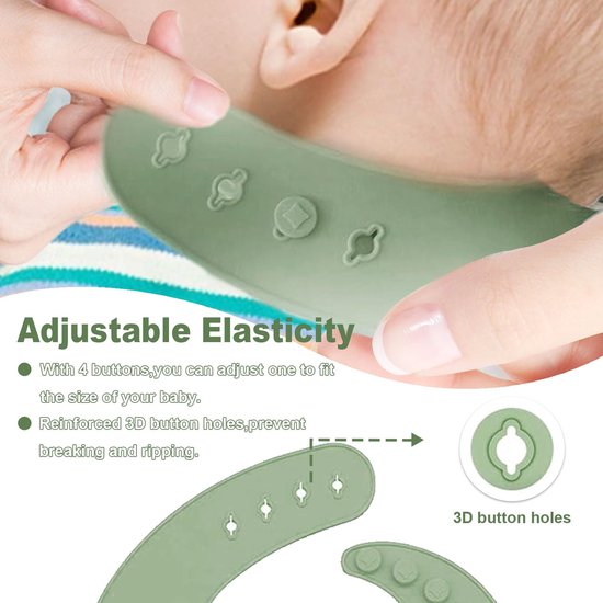 8-Delig Baby Servies Set (Siliconen) - Bord met Zuignap + Drinkbeker + Slab + Bestek - Vaatwasser- & Ovenbestendig - BPA-Vrij - Lichtgroen van Merkloos — afbeelding 4