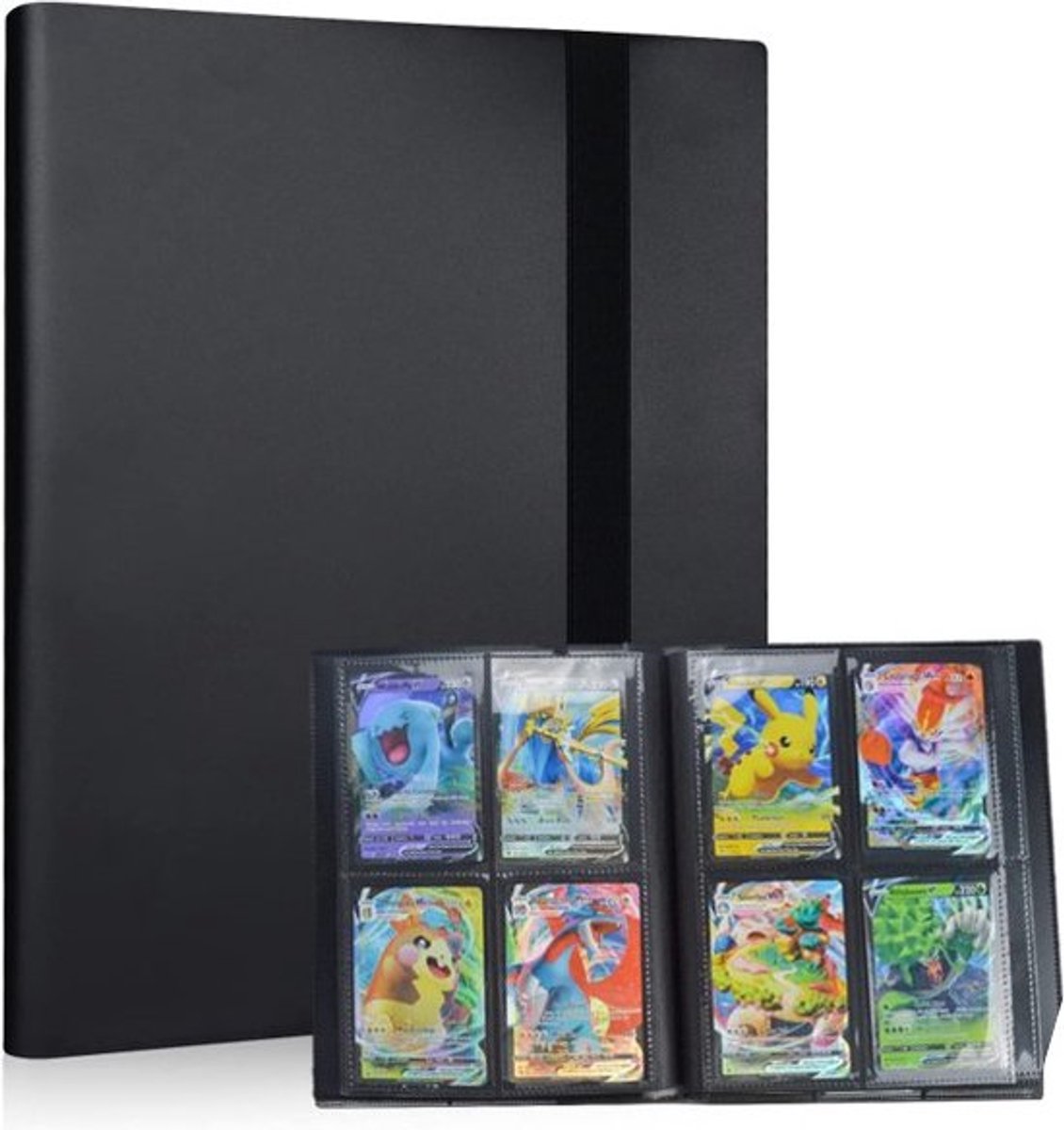 Verzamelmap | Kaarten map | Geschikt voor Pokémon - Map voor 160 Kaarten - 20 Pagina’s - 4 Pocket - A5 Formaat - Premium Kwaliteit - Box - Binder| Kaarten Album Map - 4-Pocket Binder | Kaart insteek maat 6,9 cm x 9,2 cm | Zwart