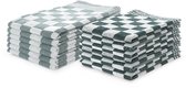 LINNICK Theedoeken en Keukendoeken Set Donker Groen - Set van 12 – Geblokt – Blokdoeken – 100% katoen – 6 Horeca Theedoeken – 65x65cm - 6 Keukendoeken - 50x50cm