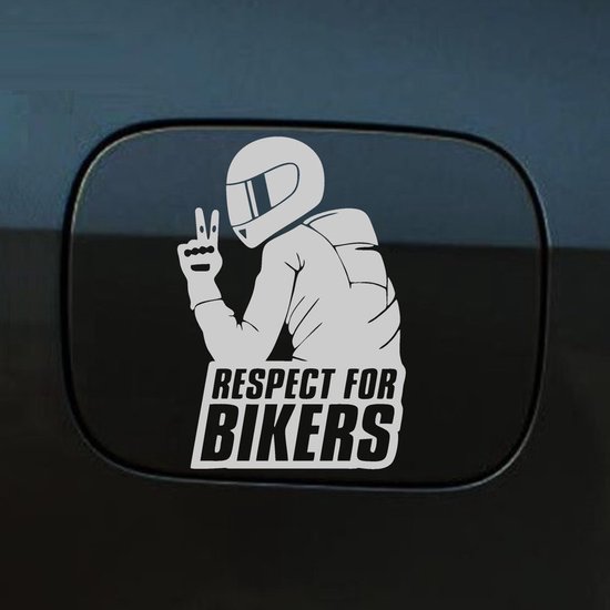 Autocollant pour pare-chocs - Respect For Bikers - 14x10 - Grijs clair