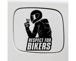 Bumpersticker - Respect For Bikers - 14x10 - Zwart