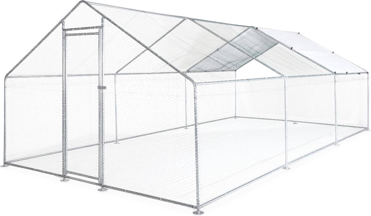 Bol.com sweeek - Kippenren van gegalvaniseerd staal, grijs en groen, verschillende afmetingen - babette aanbieding