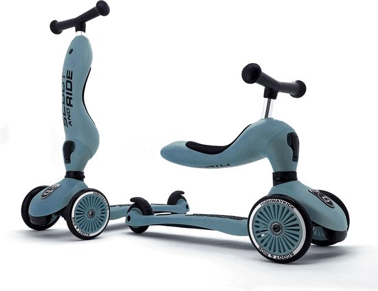 Scoot & Ride Highwaykick 1 – 2-in-1 Kinderstep – Loopfiets en Step in Één – Zonder Gereedschap Ombouwbaar – Veilig en Stabiel – Steel