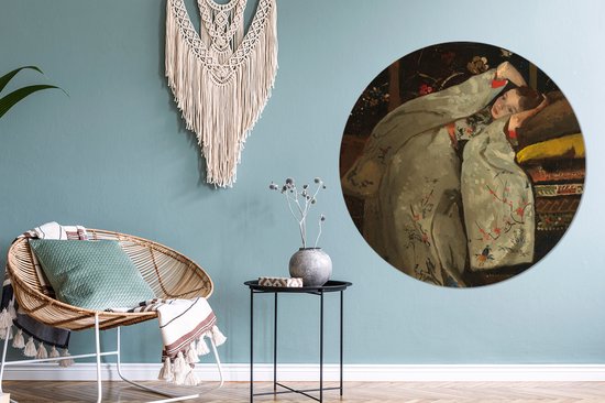 Fille en kimono blanc - Peinture de George Hendrik Breitner Cercle mural aluminium
