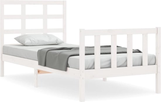 vidaXL-Bedframe-met-hoofdbord-massief-hout-wit-90x190-cm