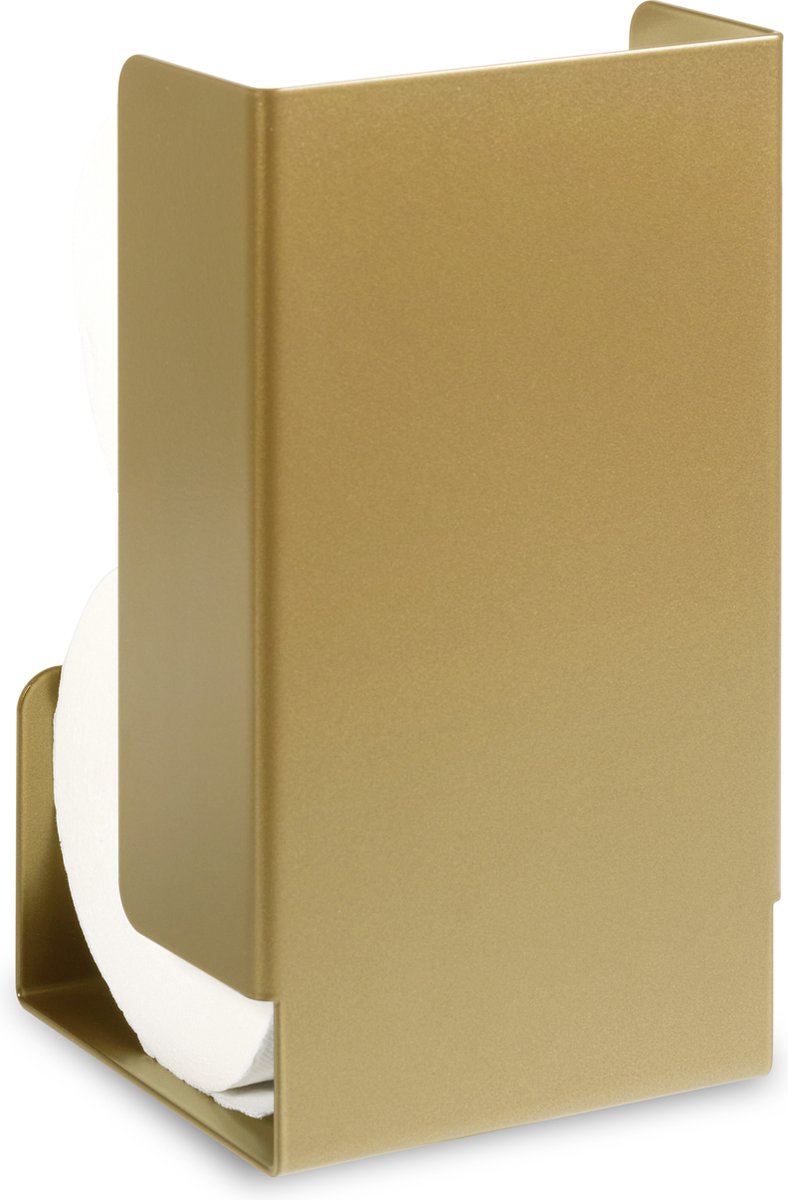 LIROdesign - Toiletrol Organizer - Vrijstaande Toiletpapierhouder - WC-papier Houder voor Badkamer - Houder voor 2 Toiletrollen - Goudkleur