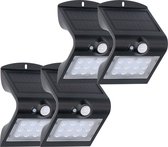 4-PACK Solar LED Buitenlampen met sensor - Tuinverlichting - Trapverlichting buiten - Zwart
