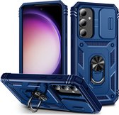Coverup Ring Kickstand Back Cover met Camera Shield - Geschikt voor Samsung Galaxy S23 FE Hoesje - Blauw