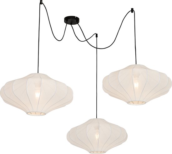 QAZQA plu - Design Hanglamp voor boven de eettafel | in eetkamer - 3 lichts - L 100 cm - Wit - Woonkamer | Slaapkamer | Keuken