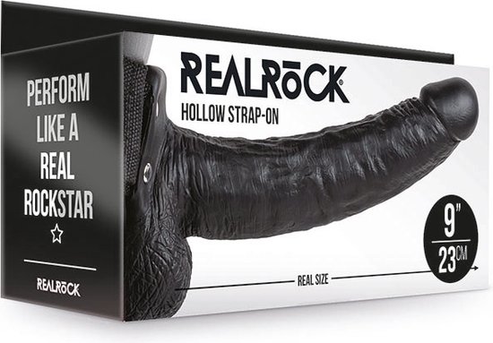 Shots - RealRock Holle Strap-On met Ballen - 23 cm black