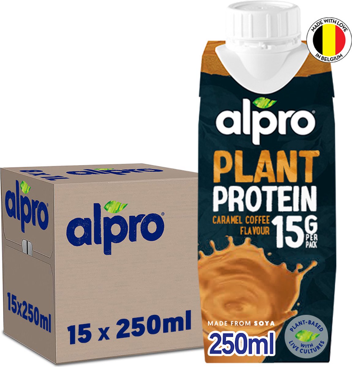 Alpro - Alternatief voor Sojamelk met Karamel - Plantaardige Eiwitdrank met Karamel Sojamelk - Partij van 15 x 250 ml