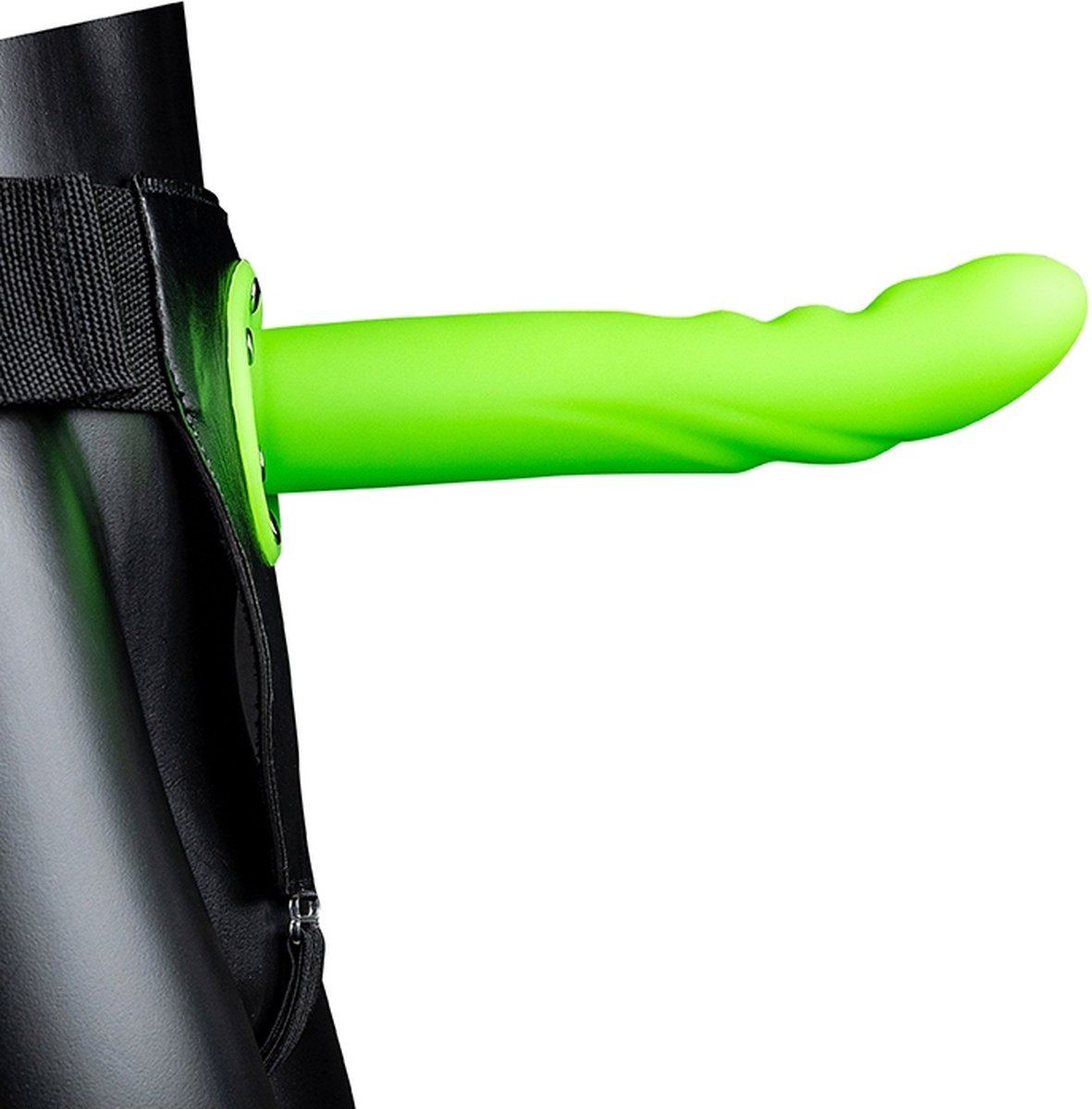 Goedkoopste Glow in the Dark Textured Curved Hollow Strap-On - 8 / 20 cm