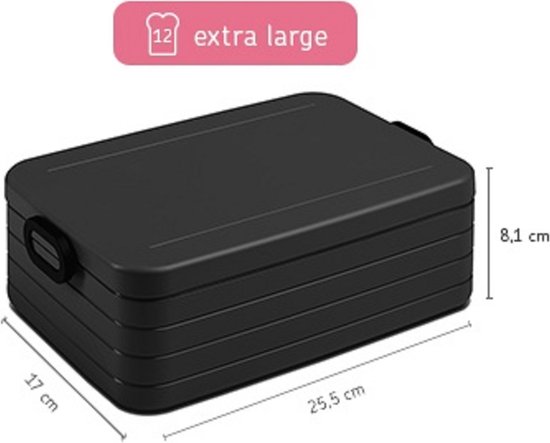 Mepal - Boîte à lunch Take a Break XL - Convient pour 12 sandwichs - Noir nordique - Boîte à lunch pour adultes