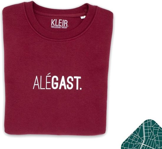 Alégast. Bordeaux trui met opschrift. Unisex.