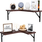 Nolad® Wandplank 2-Laags - Wandrek - Boekenplank - Industrieel - Zwevend - 41 x 29 x 1.5cm - Inc bevestigingmaterialen - Bruin