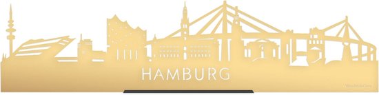 Standing Skyline Hamburg Goud Metallic - 60 cm - Woondecoratie design - Decoratie om neer te zetten en om op te hangen - Meer steden beschikbaar - Cadeau voor hem - Cadeau voor haar - Jubileum - Verjaardag - Housewarming - Interieur - WoodWideCities