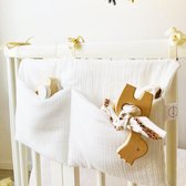 Babykinderkamer organizer, 2-in-1 kinderkamer hangend bed organizer baby luier caddy hangorganizer luiers babybedtas speelgoedtas (wit)