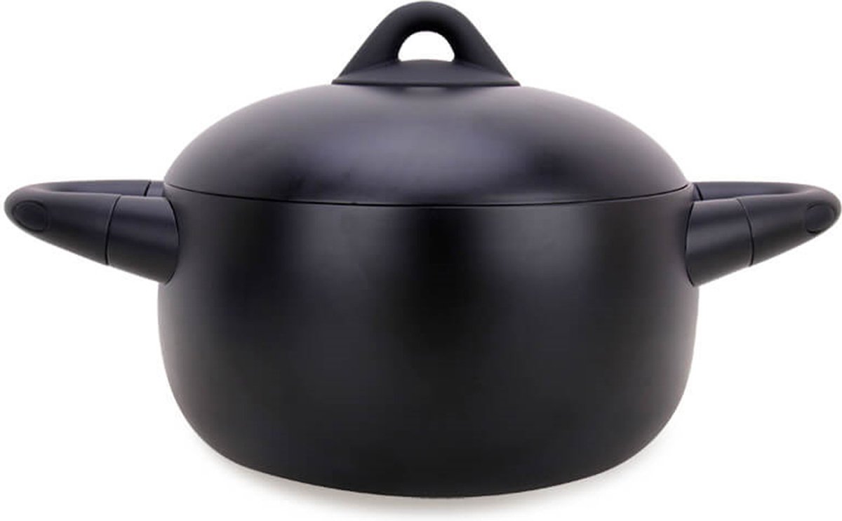 Maestro - Kookpot met deksel 4L (22 cm) - Gegoten aluminium - Antiaanbaklaag - Zwart