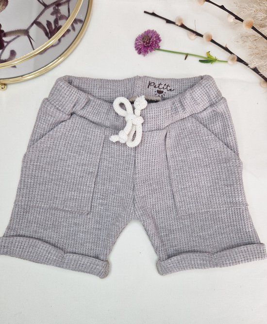 Keijo Licht Grijs baby shorts - verstelbare koord | Korte broekjes | PETITE EvelinaApparel