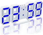 Digitale LED Klok Wekker met Blauw Licht - op USB (incl.) - Tafelklok voor Slaapkamer - Game Kamer - 24 x 9,4 x 1,7 cm - W1005BL - met Temperatuur, Datum en AM en PM weergave