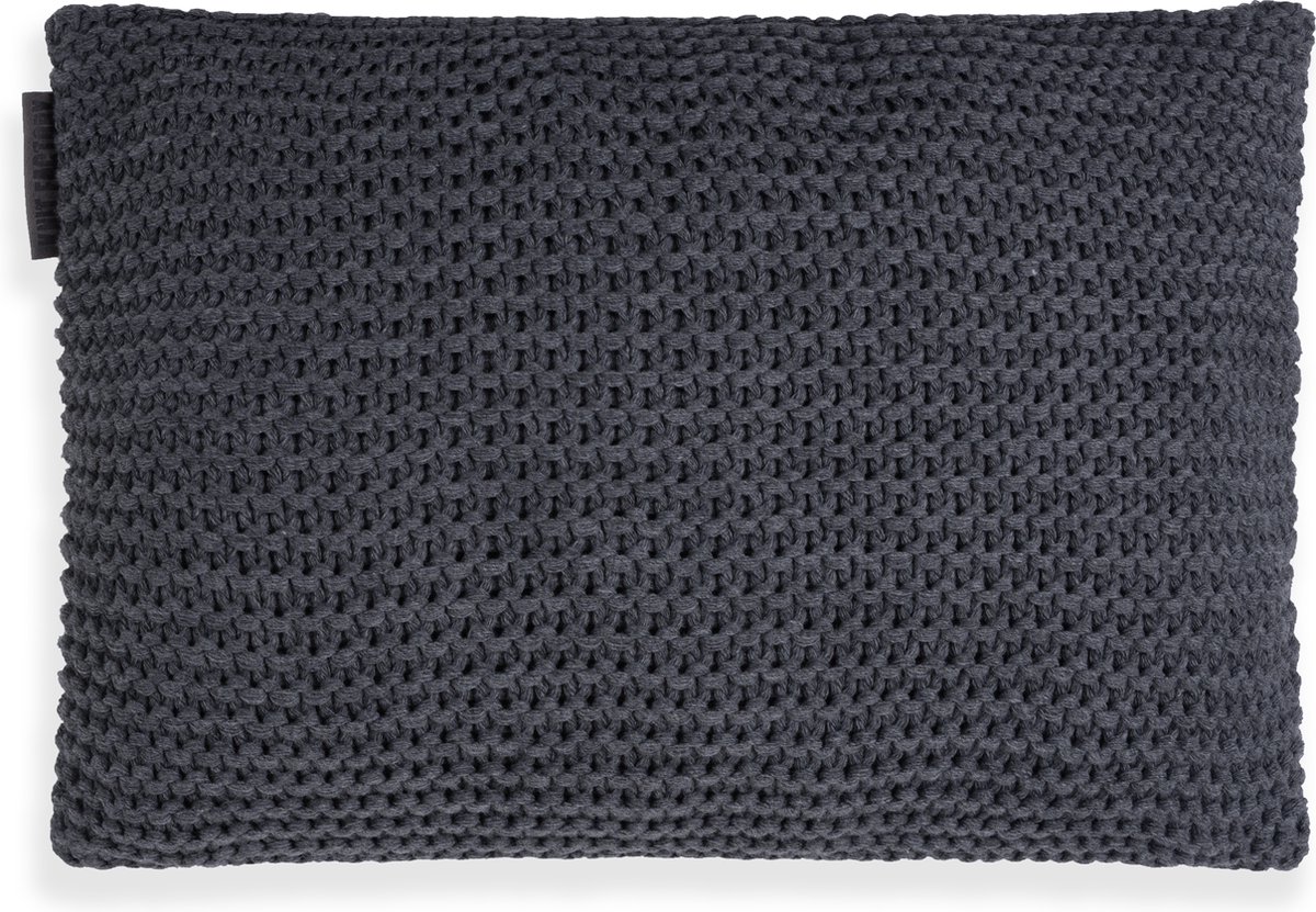 Knit Factory Vinz Sierkussen - Rechthoekig kussen - Kussen woonkamer - Bank kussen - Decoratie kussen - Antraciet - 60x40 cm - Kussenhoes inclusief kussenvulling