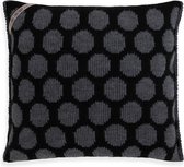 Sierkussen Knit Factory Cody - Zwart/ Anthracite - Carré - 50x50 cm - Coussin à pois - Housse de coussin avec rembourrage