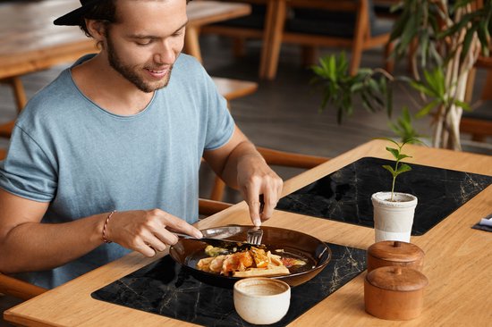 Set de table - Marbre - Zwart - Or - Chic - 45x30 cm - 6 pièces