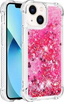 Peachy Glitter TPU met versterkte hoeken hoesje voor iPhone 15 - transparant roze
