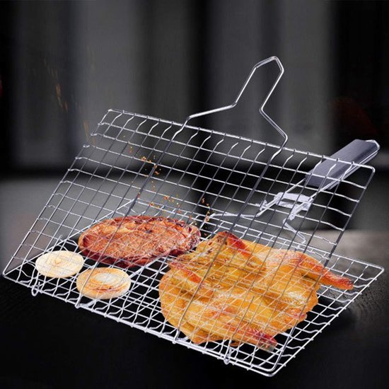 GENCAM Draagbare grill, roestvrij staal, inklapbare houtskoolgrill