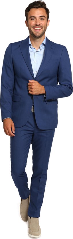 Suitable - Kostuum State Mid Blauw - Heren - Maat 48 - Slim-fit