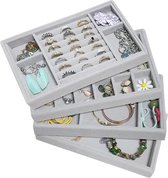 Sieradenlade Organizer Box, stapelbare set van 4 sieradenaccessoires opbergset, voor oorbellen, armbanden, armbanden, kettingen en ringen, opbergdoos voor sieraden, oorbelhouder (melkwit)