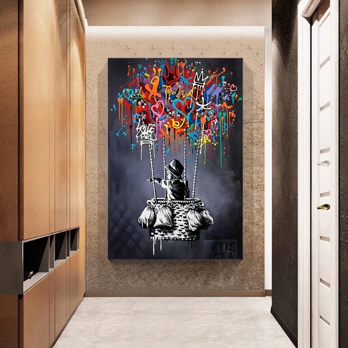 Cadre Murale Decoratif Graffiti toile de fond musique affiche et impressions Street Art sur mur photo pour salon décoration de la maison 90x185cm