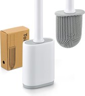 Siliconen toiletborstel, aan de muur monteerbare verticale toiletborstel met sneldrogende en zachte toiletborstel met ronde handgreep