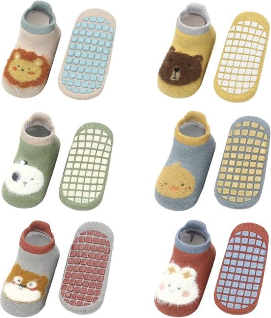 6 paar Baby kinderen sokken met anti slip grip sneaker sokken onzichtbaar katoen