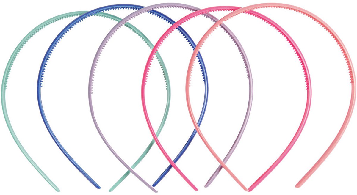 CC Plastic Haarbanden 8 mm Multigekleurd 5 stuks